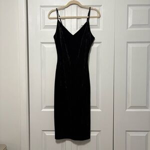 Whimsigoth Fairygoth Elegant Black Velvet Midi Dress Sz Small Spaghetti Straps